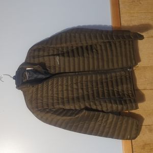 Eddie Bauer Jacket  large Duck Down Quilted Bubble Coat Lightweight 650 *